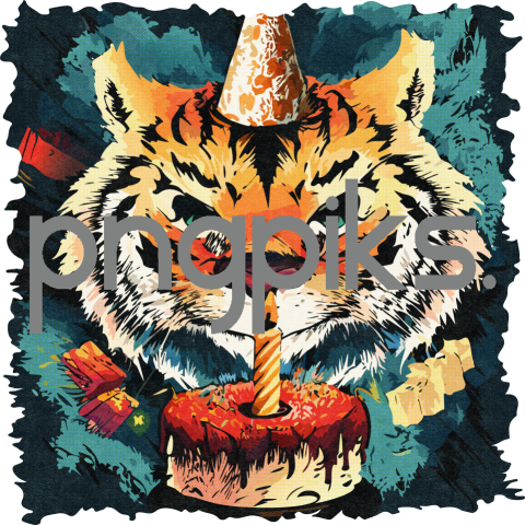 13336081 Funny Birthday Cartoon Tiger Wall Art for Print on Demand - Great Gift for Zodiac Animal Lovers!