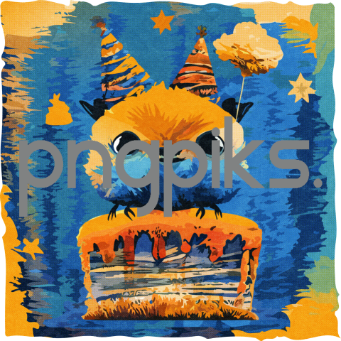 13767184 Happy Birthday Funny Animal Cartoon Wall Art Design for Print on Demand