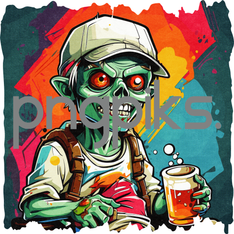 11421131 Anti Design's Funny Zombie Beer Tshirt Design - Perfect for Print on Demand!