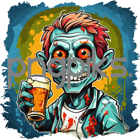 13654763 Anti Design Zombie Beer T-Shirt - Funny Half Tone Effect for Print on Demand