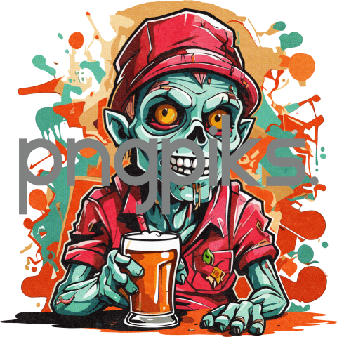17197735 Anti Design Funny Zombie Beer T-Shirt Design for Print on Demand