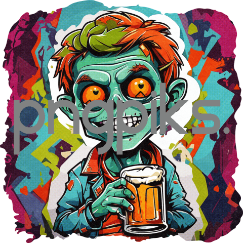 17733925 Anti Design: Funny Zombie Drinking Beer Graphic T-Shirt Design