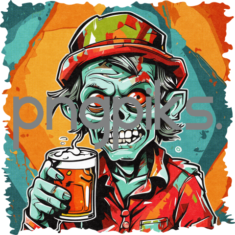 26603166 Cute Zombie Drinking Beer Design for Print on Demand - Anti Design