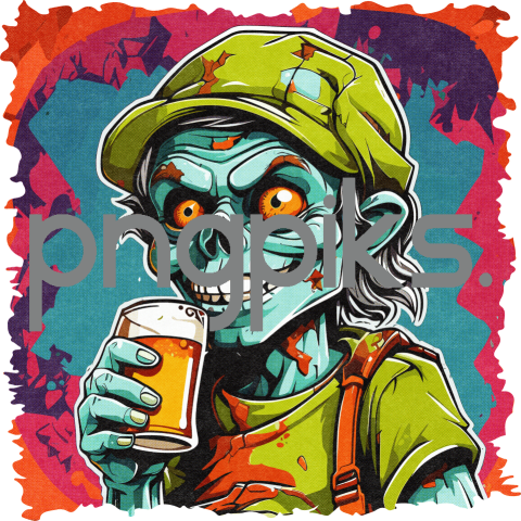 31623637 Anti Design Funny Zombie Drinking Beer Tshirt Design for Print on Demand