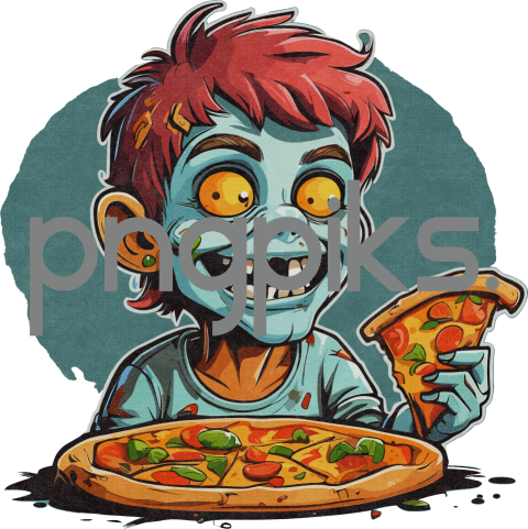 11387571 Pepperoni Paradise! Adorable Lil' Zombie's Cheesy Slice Heist in This Halftone Tee