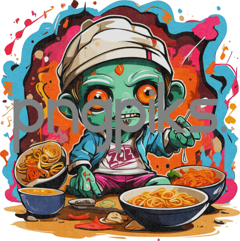 12582812 Slurp and Slumber: Anti-Design's Adorable Zombie Slurps Up Ramen Noodles