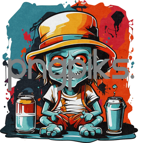 11023149 Get a Chuckle with this Cute Zombie Beer Drinking Half Tone Design