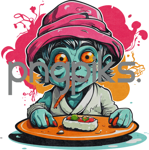1243921 Sashimi Slayer (But Only in the Cutest Way!): Bite This Adorable Undead Foodie