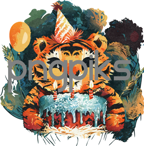 13008952 Celebrate with Birthday Funnies Cartoon Tiger Wall Art for Print on Demand!