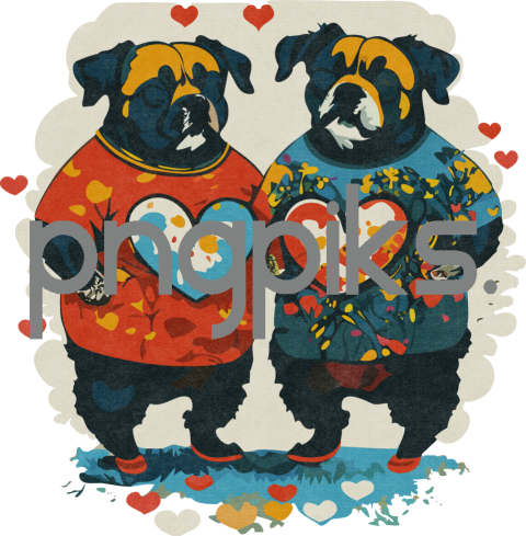 24618083 Canine Elegance Unveiled: Dog Valentine PNG Art with Halftone Sophistication for Modern T-Shirt Trends