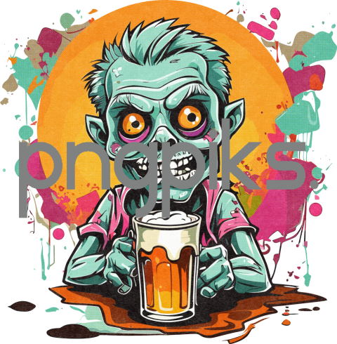 18337533 Anti Design Zombie Drinking Beer T-shirt for Print on Demand