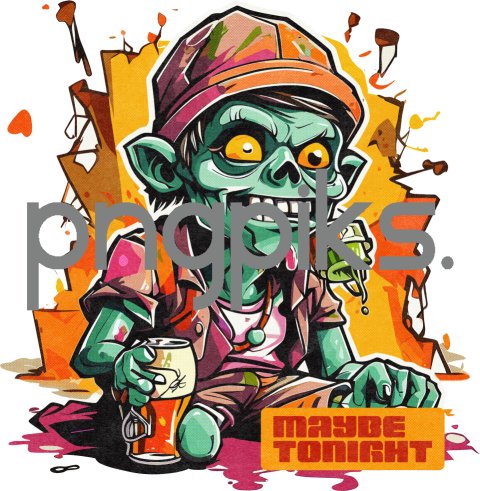 33824333 Anti Design Funny Zombie Drinking Beer T-Shirt Design for Print on Demand