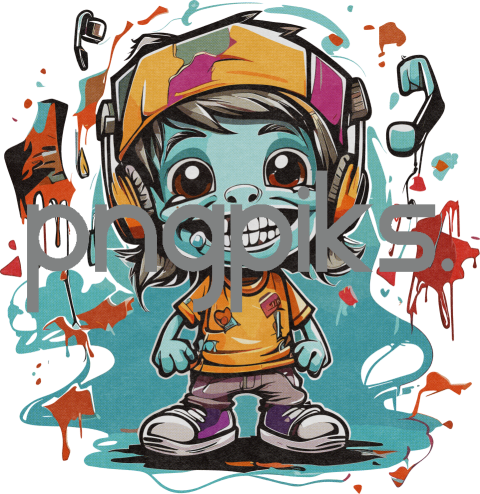 10449395 Rock Out or Rot Out! Adorable Lil' Music Zombie Jams in This Halftone POD Tee