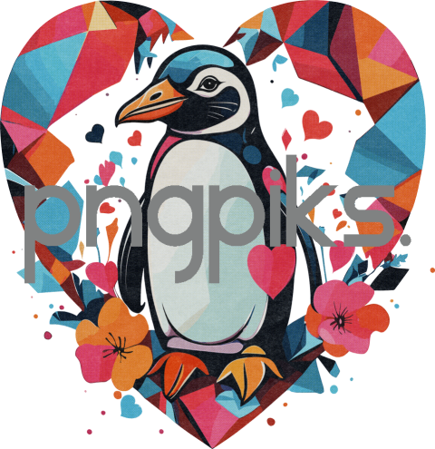 1019368 Flip the Bird to Cupid: Rock Our Half-Tone Penguin Anti-Valentine Tee