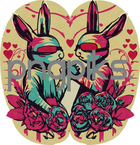 43727920 Dynamic Anti-Design Rabbit Valentine Shirt – Halftone Heartbeat Energy